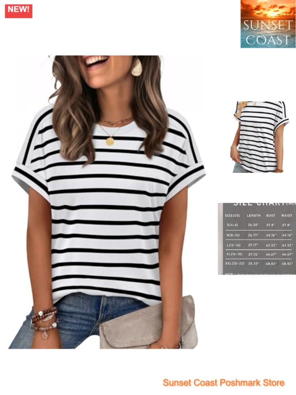 Womens Short Sleeve T-Shirt Crewneck Casual Summer Top